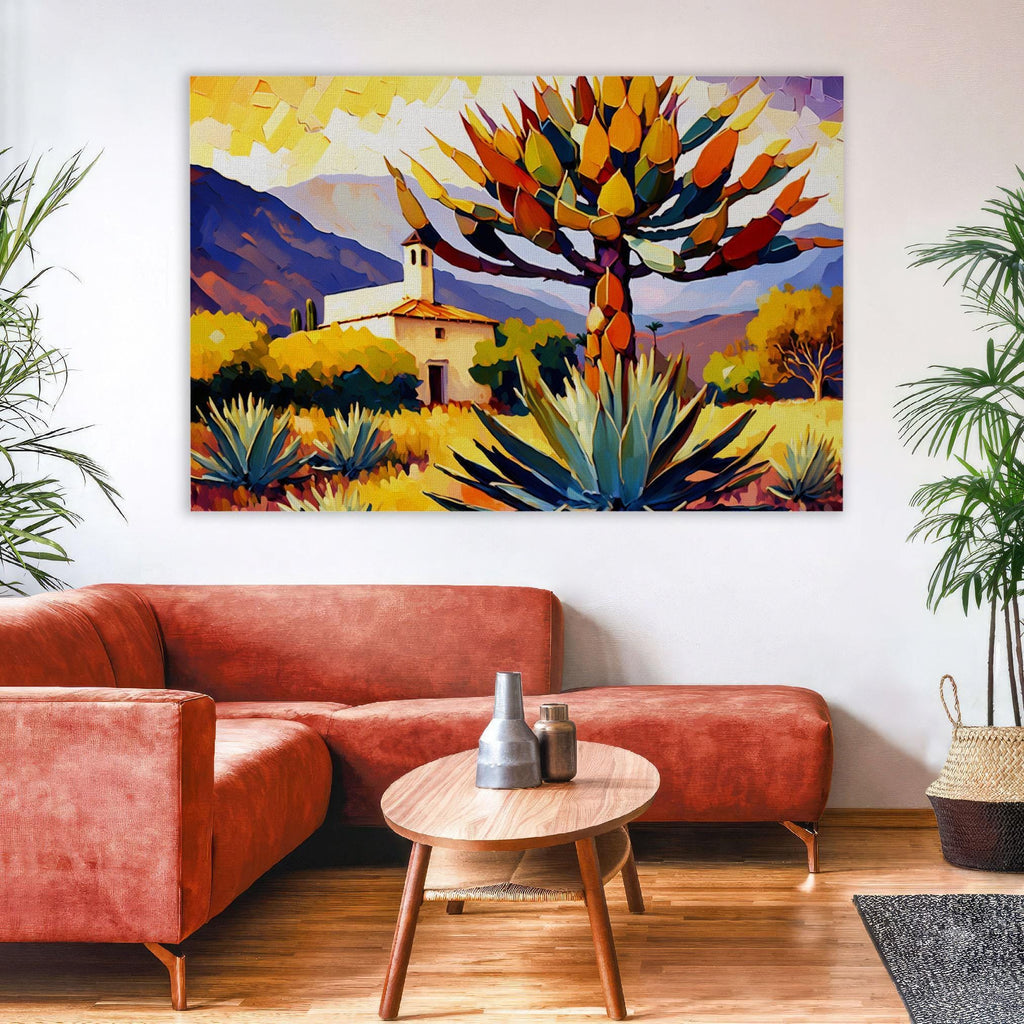 Southwest Desert Art - Agave Cactus Canvas | Vibrant Desert Landscape Painting