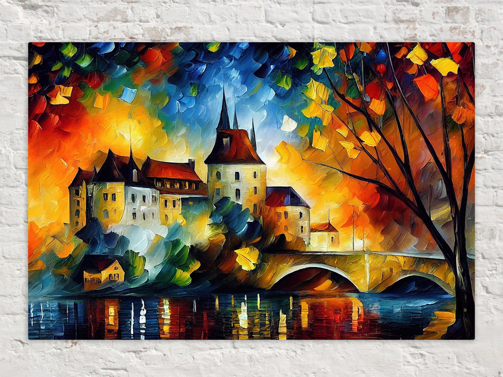 Castle Canvas Wall Art – Fantasy Oil Painting Reproduction on Gallery Ready Canvas Frame