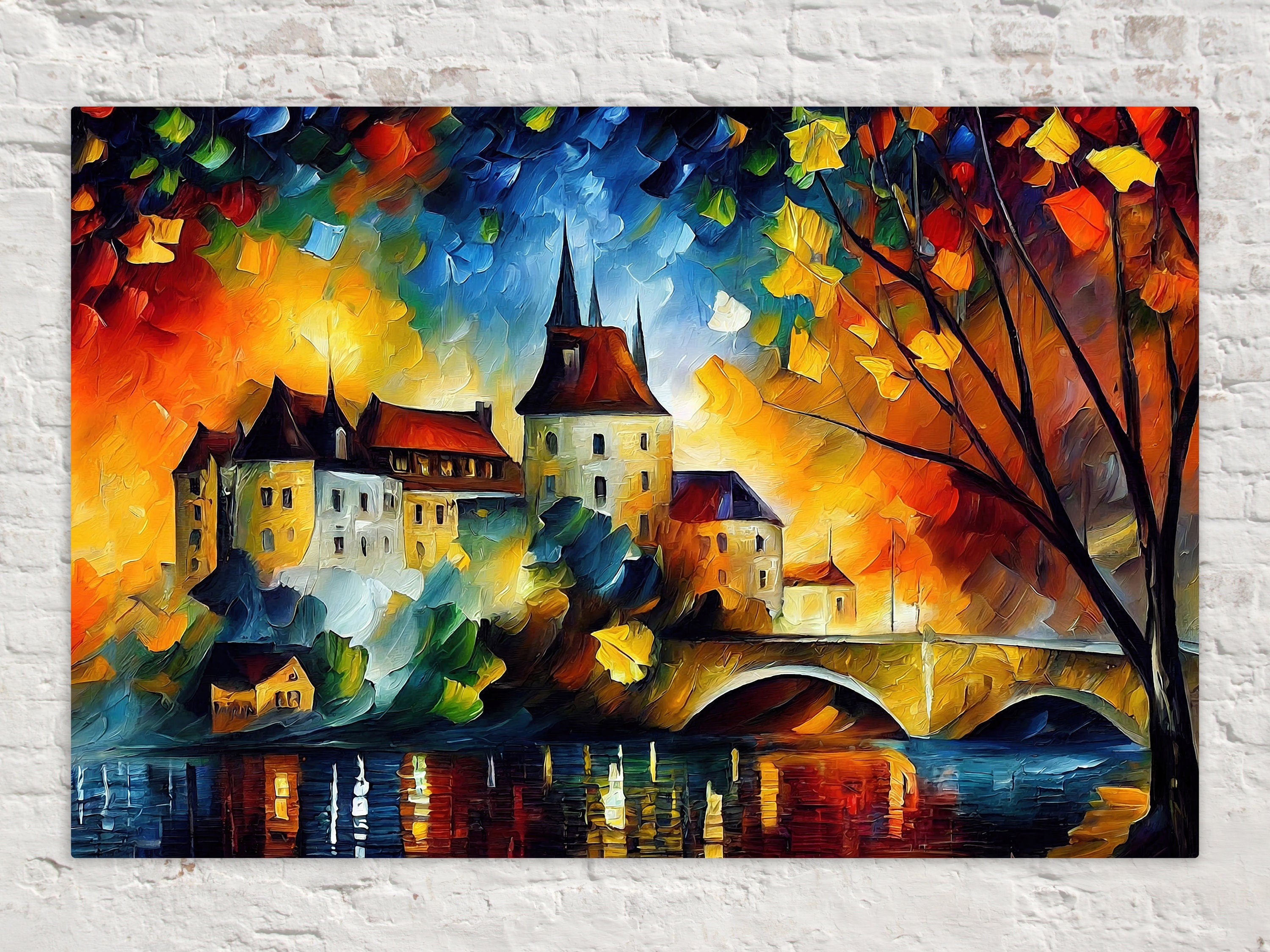Castle Canvas Wall Art – Fantasy Oil Painting Reproduction on Gallery Ready Canvas Frame