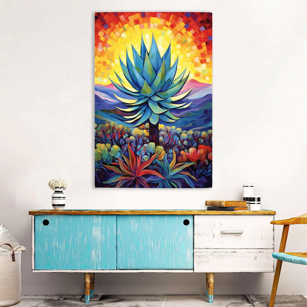 Blue Agave Painting - Vibrant Desert Sunset On UV Coated Canvas Print