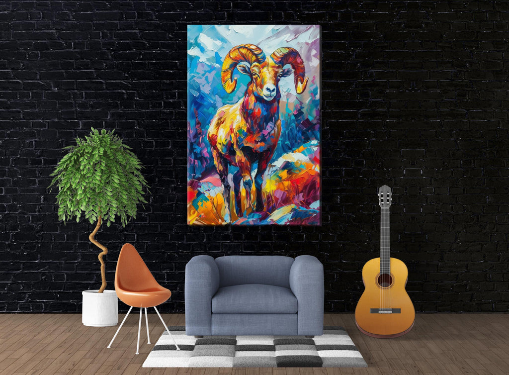 Bighorn Sheep Artwork – Southwest Art Print on Gallery Wrapped Canvas, Ready to Hang