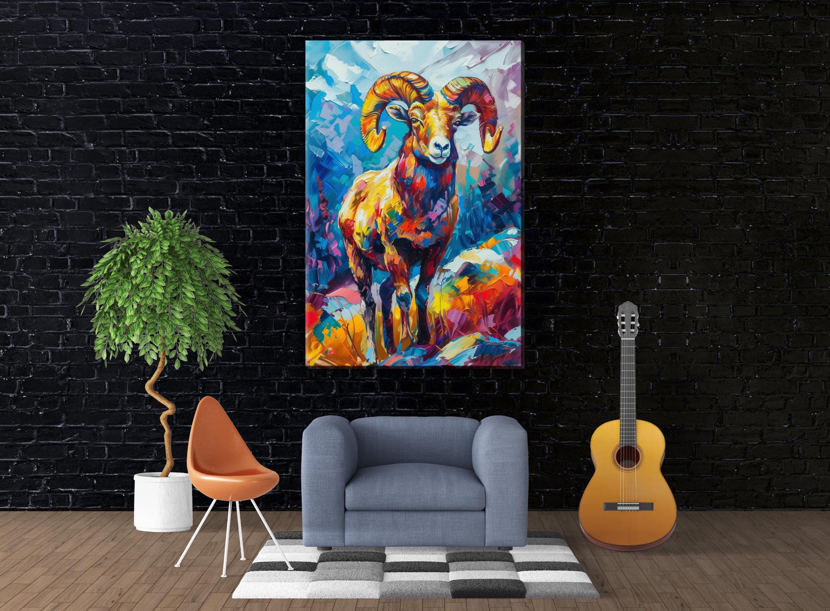 Bighorn Sheep Artwork – Southwest Art Print on Gallery Wrapped Canvas, Ready to Hang