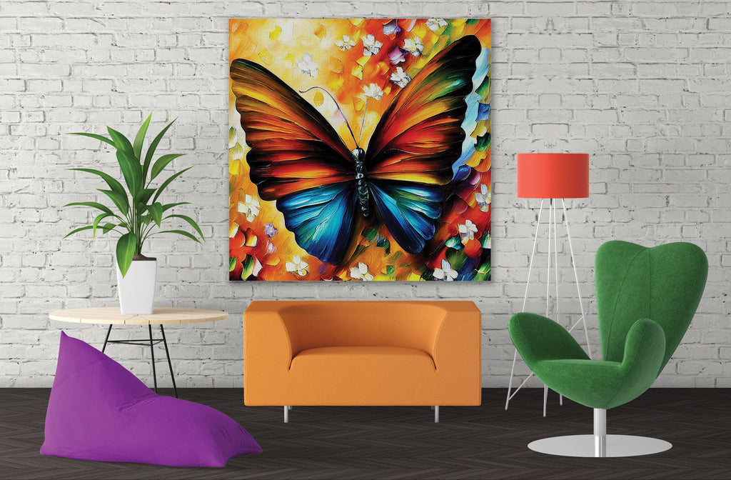 Butterfly Canvas Print – Vibrant Colorful Wall Art with Wooden Frame Canvas