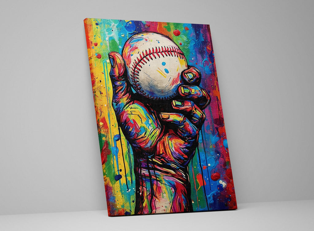 Baseball Canvas Art - Hand Holding Baseball Print | Classic Sports Wall Decor