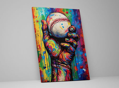 Baseball Canvas Art - Hand Holding Baseball Print | Classic Sports Wall Decor