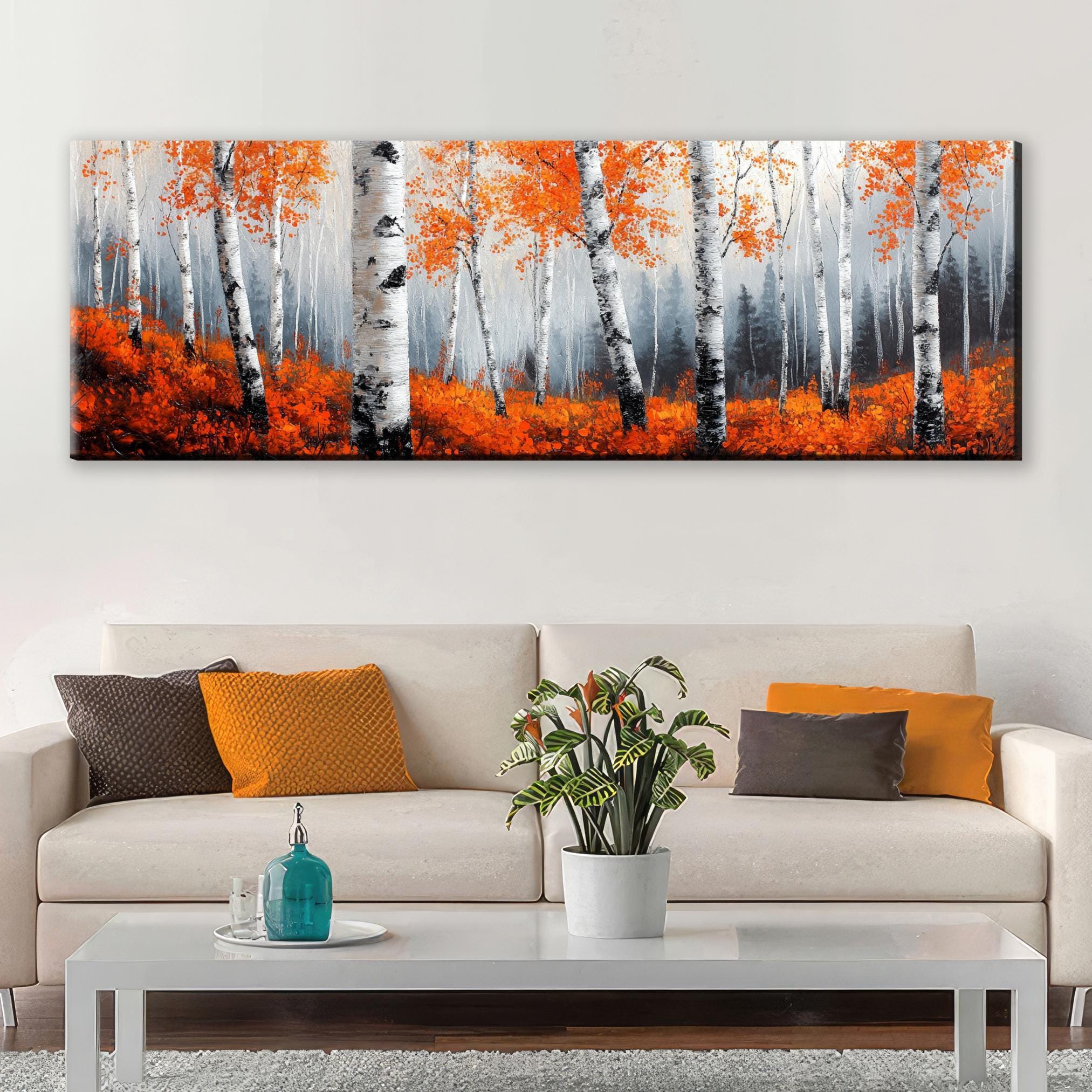 Birch Tree Wall Art - Panoramic Forest Landscape Art | Oversized Canvas Print, Ready to Hang