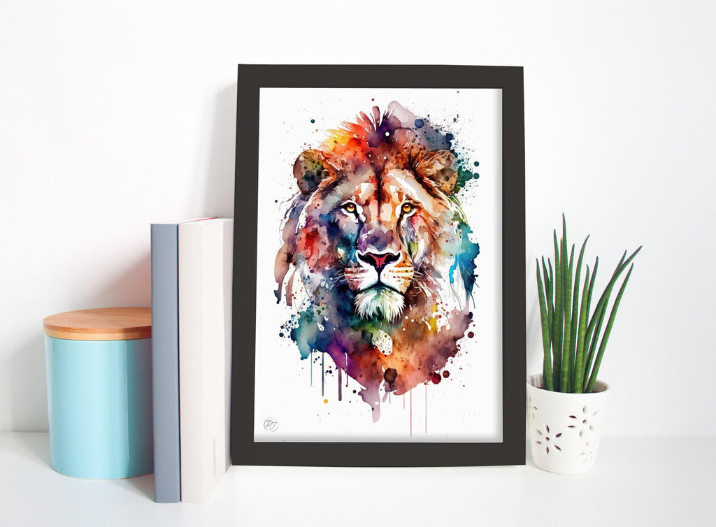 Wildlife Majesty: Lion Watercolor Painting, Giclee Print on Canvas, Artist Paper, Watercolor Paper, Available in Extra Large Sizes