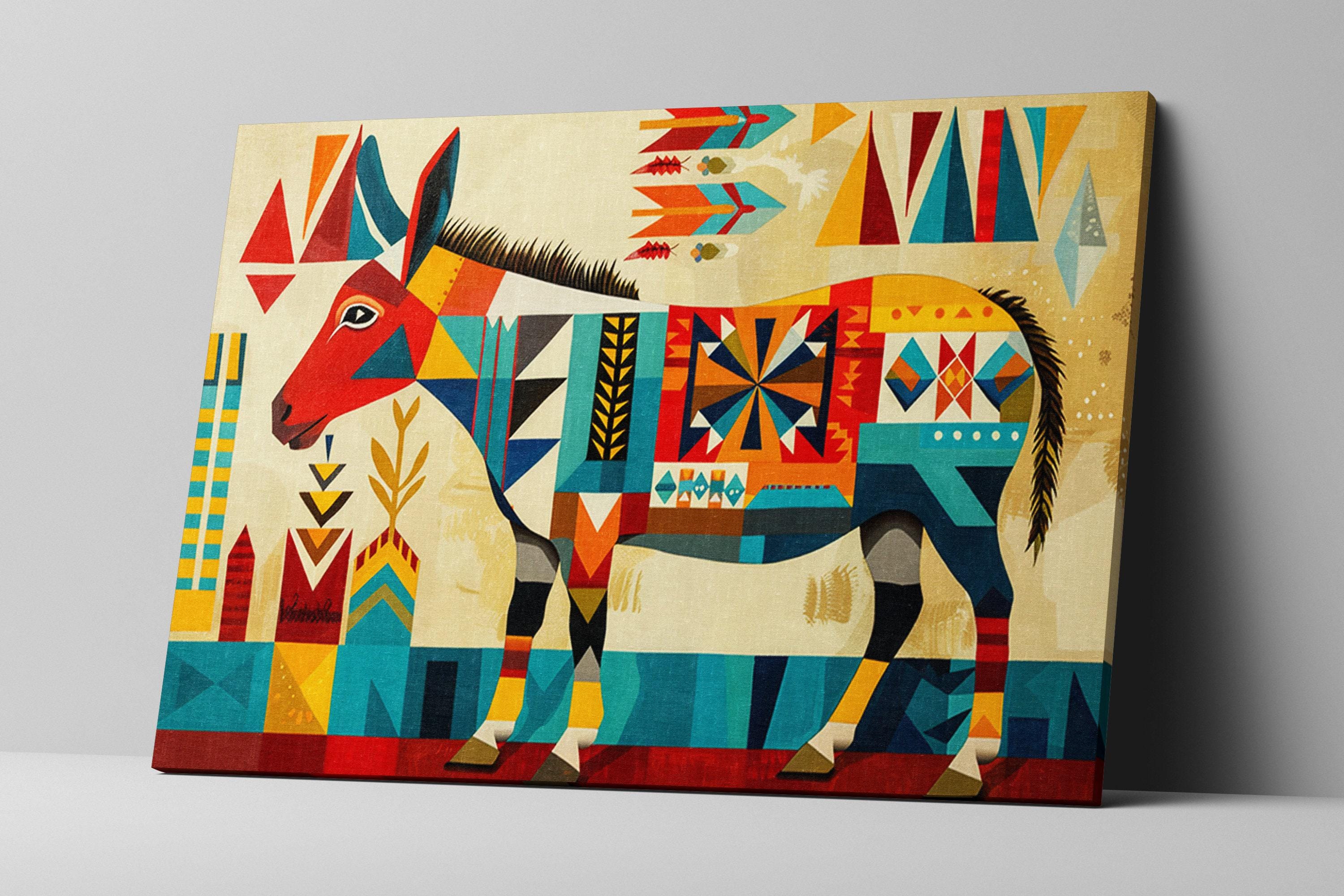 Southwest Donkey Art – Large Canvas Print on Gallery Wrapped Canvas, Ready to Hang