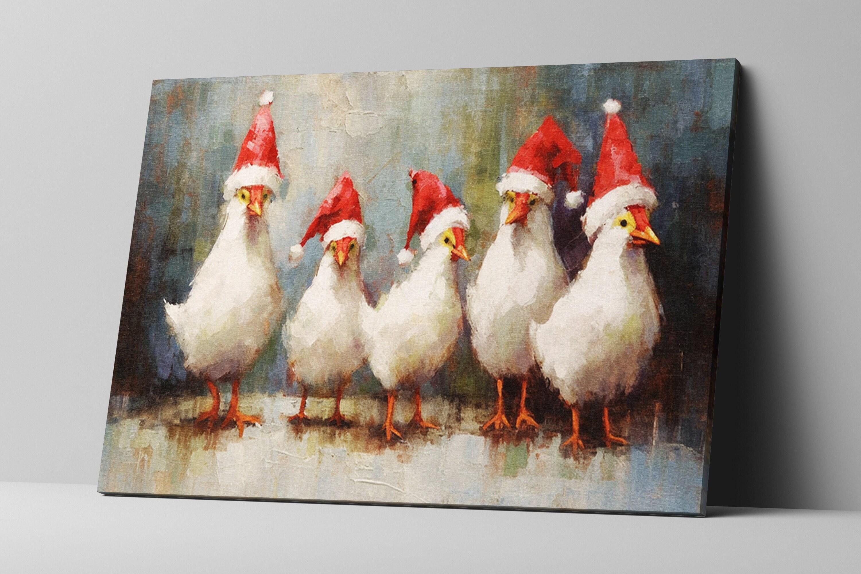 Holiday Chicken Canvas – Festive Farm Decor | Extra Large Gallery Wrapped Print