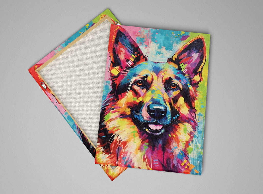 German Shepherd Wall Art - Large Canvas Print | Colorful Dog Painting, Pet Lovers Gift
