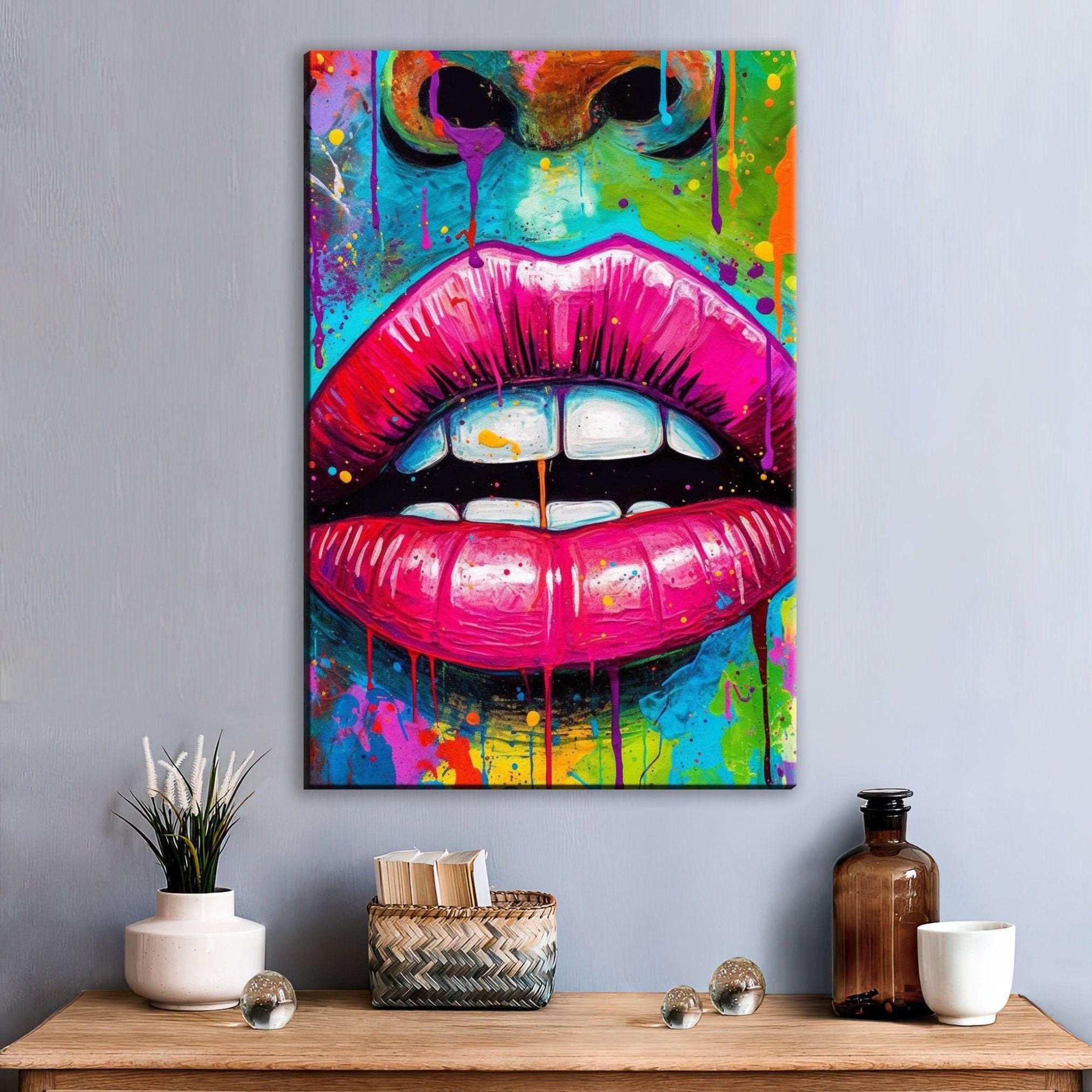 Luscious Lips Art – Large Canvas Wall Art | Abstract Woman Allure Decor