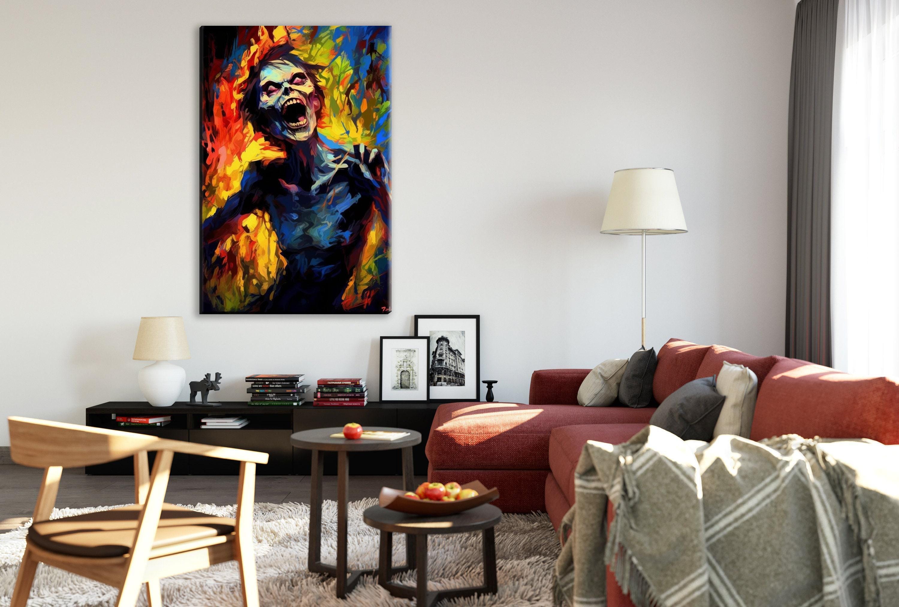 Halloween Zombie Wall Art – Large Spooky Canvas Print on Gallery Wrapped Artist Grade Canvas