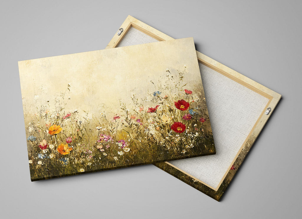 Vintage Wildflower Canvas | Framed Wall Art | Classic Vintage Artwork with Soft Muted Tones