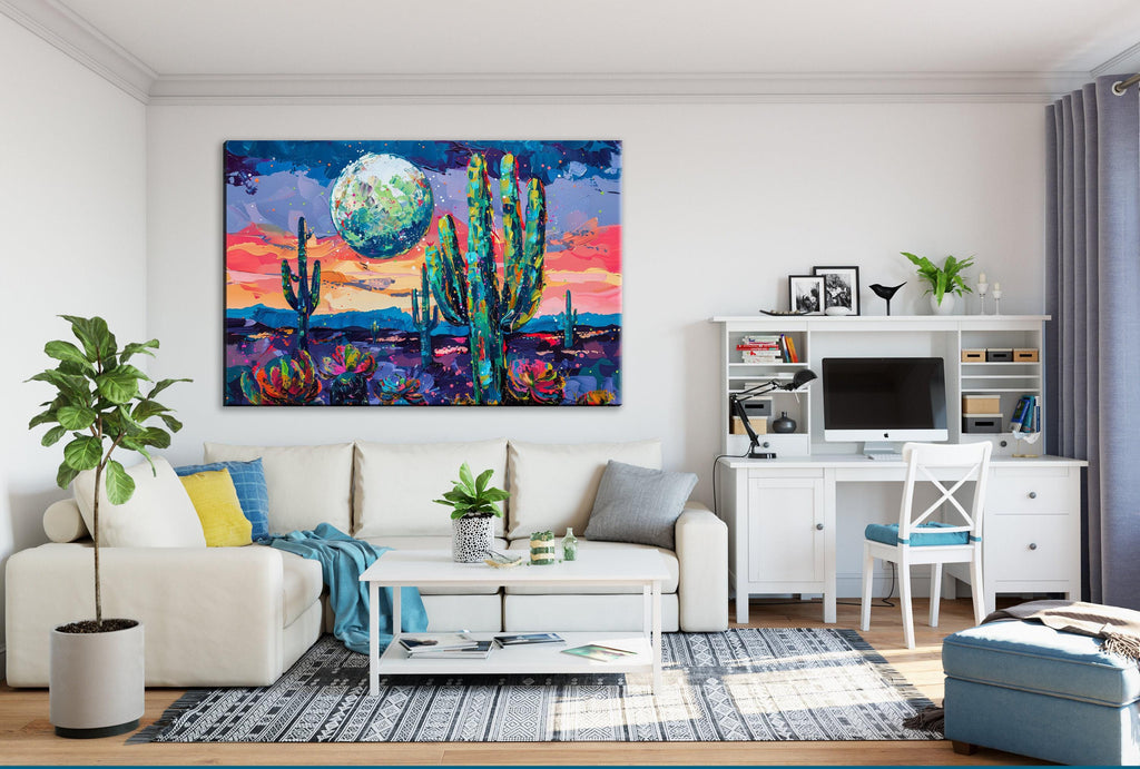 Desert Night Collage Art – Southwest Wall Art | Gallery Wrapped Canvas, Ready to Hang