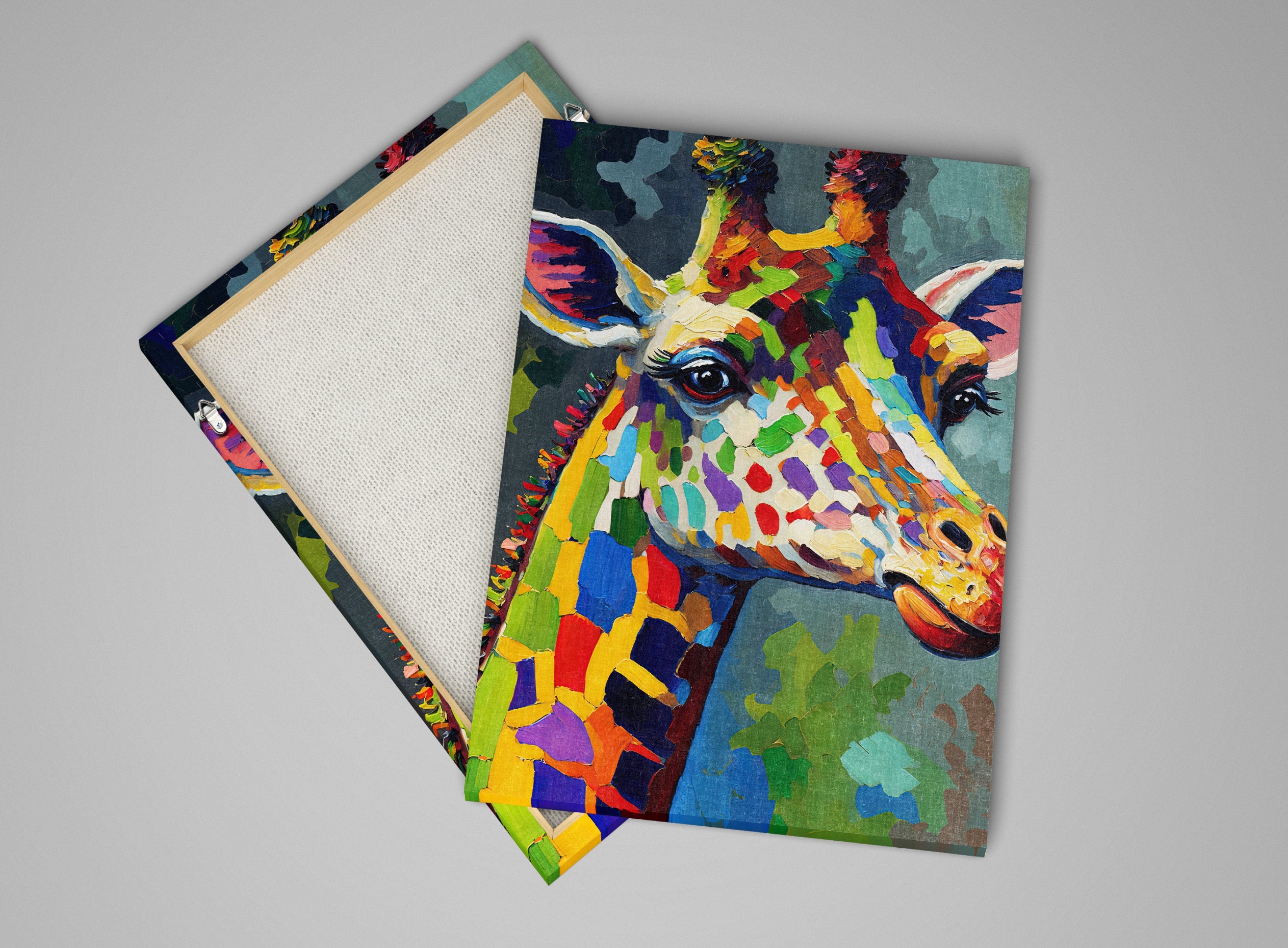 Giraffe Wall Art - Kids Room Canvas With Safari Theme Decor & Wildlife Lover Gift
