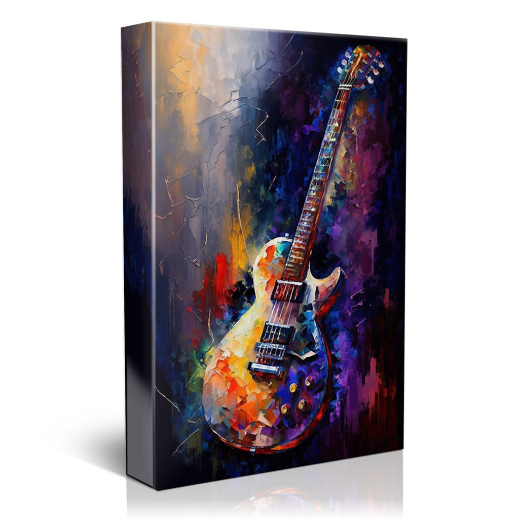 Electric Guitar Canvas - Large Guitar Painting | Music Wall Decor for Guitarists
