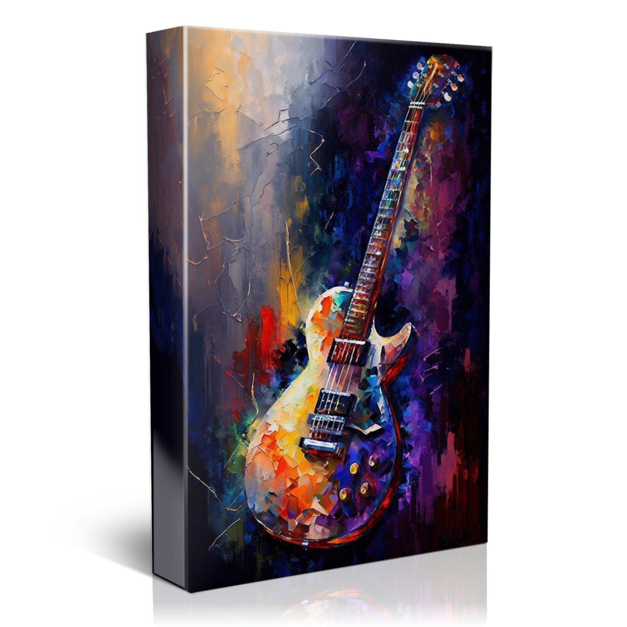 Electric Guitar Canvas - Large Guitar Painting | Music Wall Decor for Guitarists