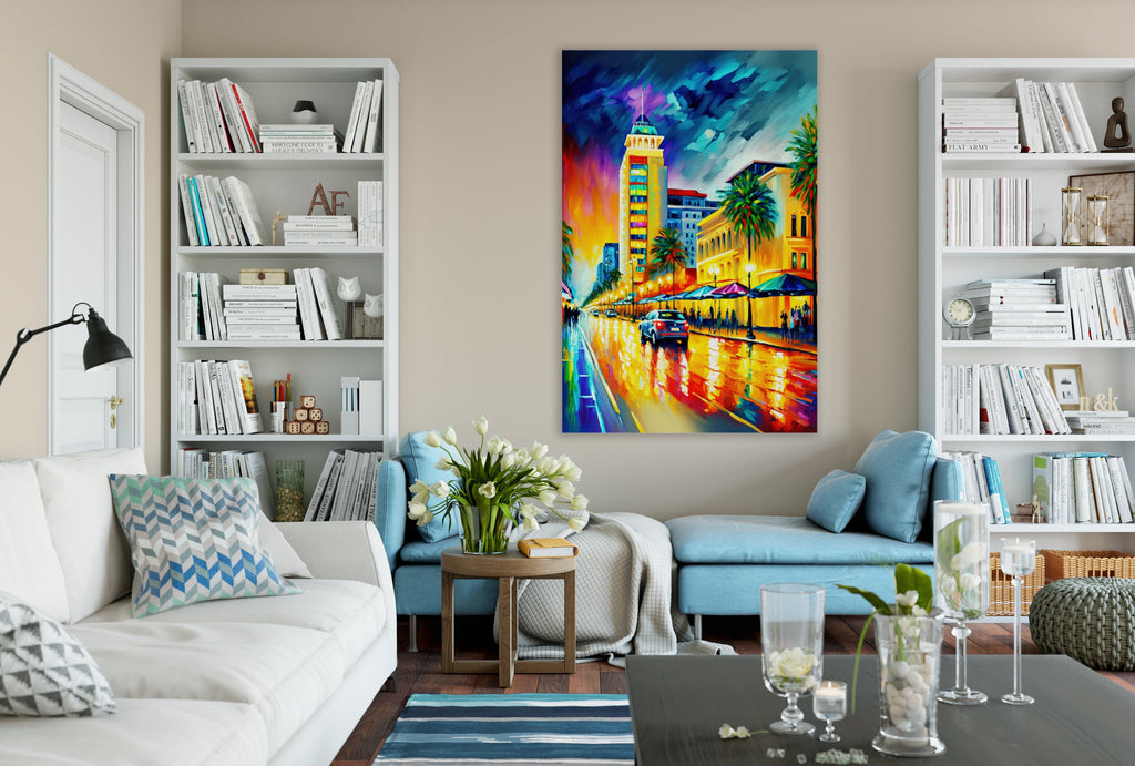 Miami Wall Art – Vibrant South Beach Painting on Gallery Ready Canvas Print