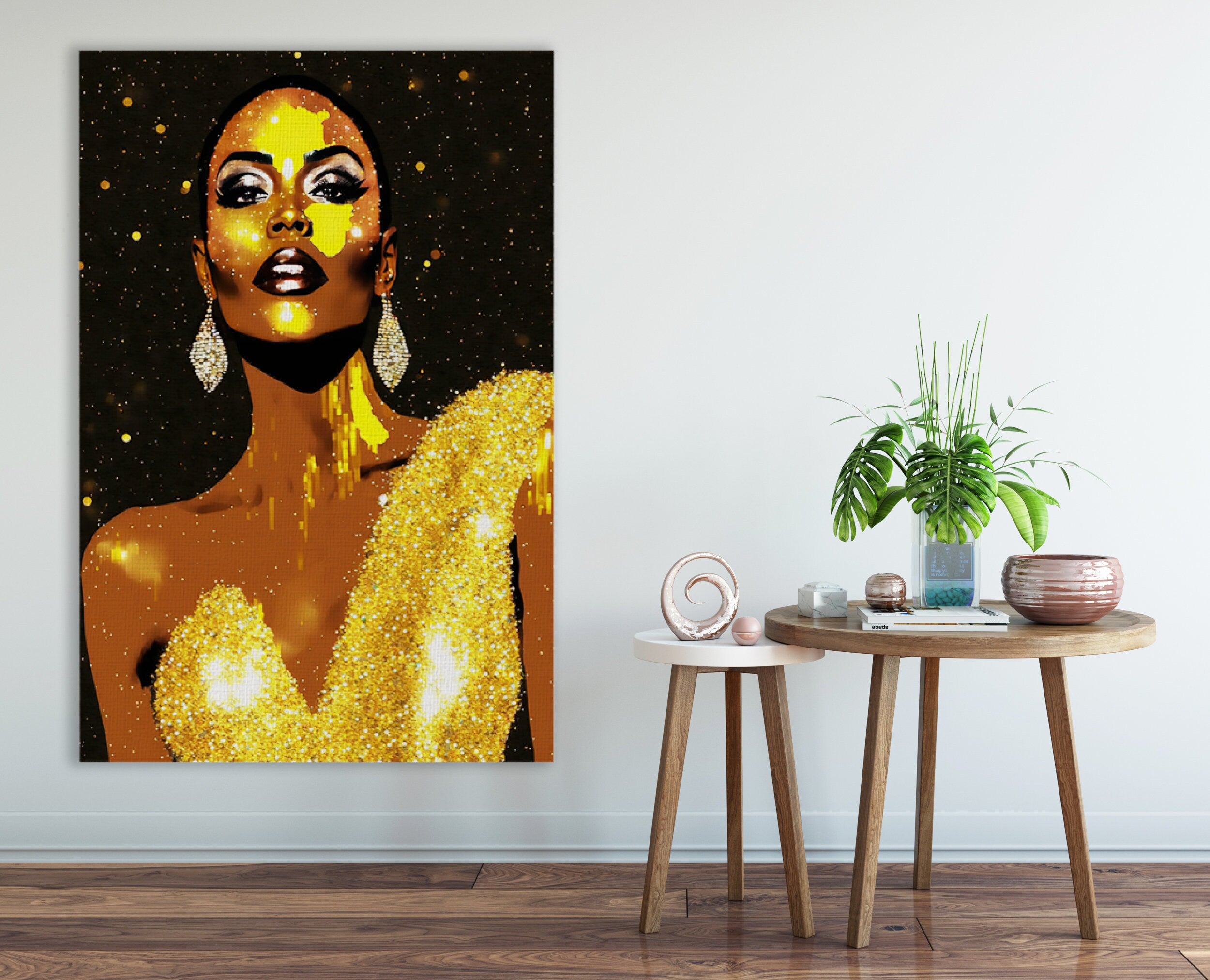 Black Woman Canvas – African American Art | Black And Gold Giclee Print, Vibrant Wall Decor