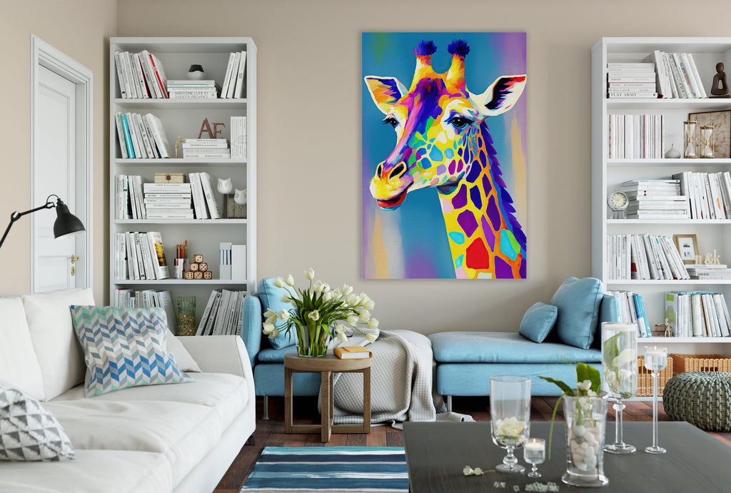 Giraffe Canvas Art – Vibrant Wildlife Wall Art | African Safari Decor Print