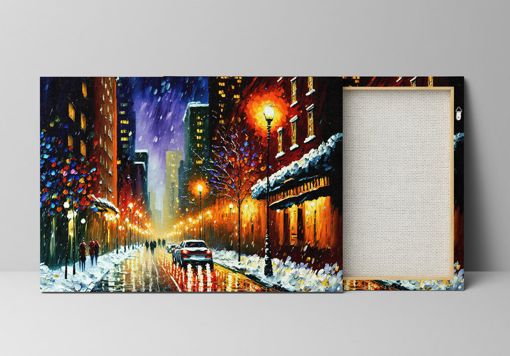 New York Snow Canvas – Cityscape Wall Art With Wooden Frame & Acid Free Ink Print