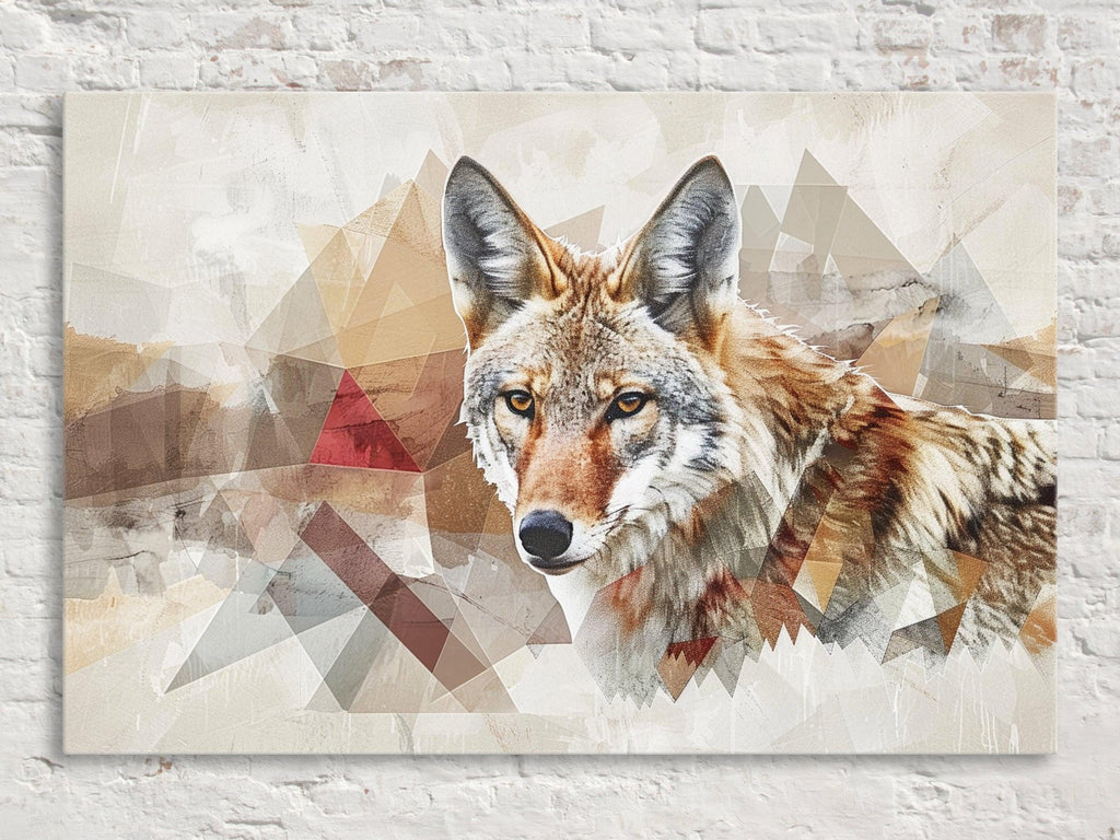 Minimalist Desert Coyote | Large Canvas Art - Modern Chic Gallery Wrapped Print