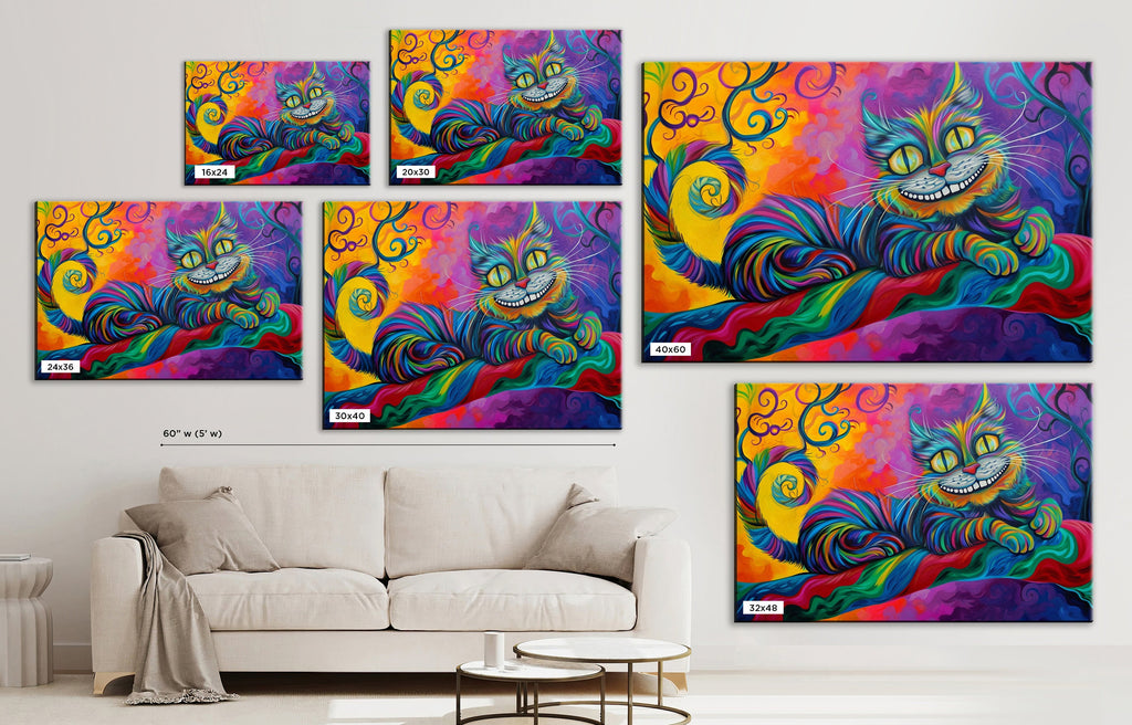 Cheshire Cat Painting – Gallery Wrapped Canvas | Fantasy Wall Art, Extra Large