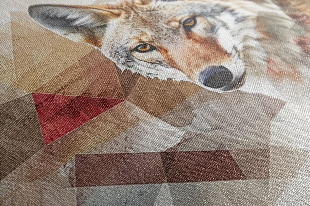 Minimalist Desert Coyote | Large Canvas Art - Modern Chic Gallery Wrapped Print