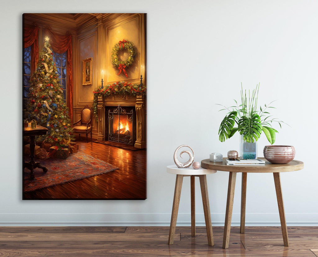Christmas Canvas Art – Vintage Christmas Print on Gallery Wrapped Canvas, Extra Large Sizes