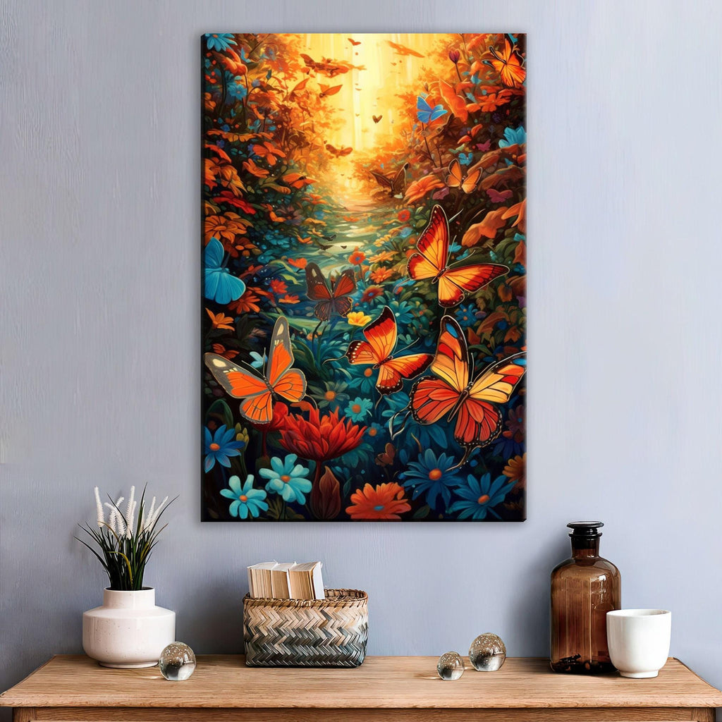 Butterfly Canvas Art – Large Colorful Nature Art With Monarch Butterfly Print