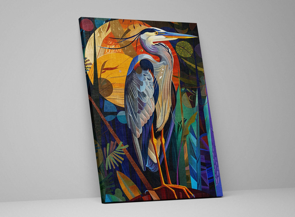 Blue Heron Wall Art – Large Canvas Art | Gallery Wrapped Canvas With Real Wood Frame
