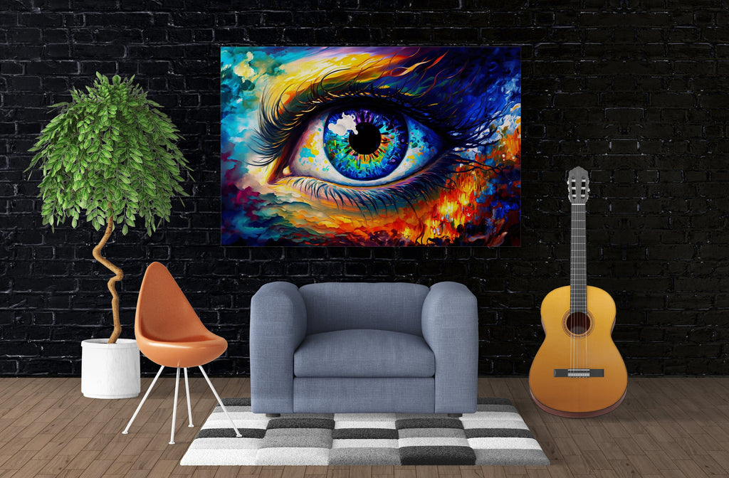 Colorful Eye Canvas – Vivid Psychedelic Eye Wall Art with Wooden Frame