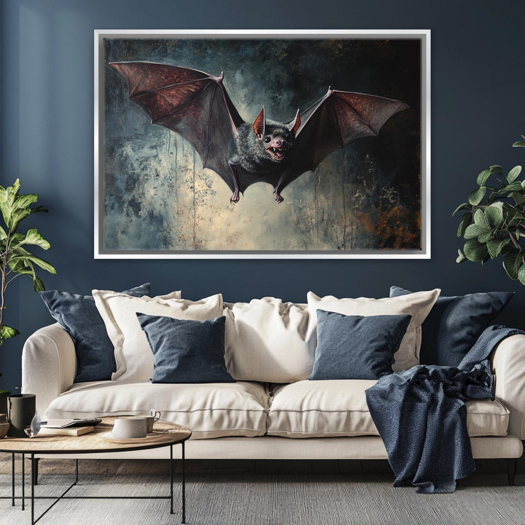 Gothic Halloween Bat Art - Extra Large Framed Canvas Print | Dark Victorian Decor