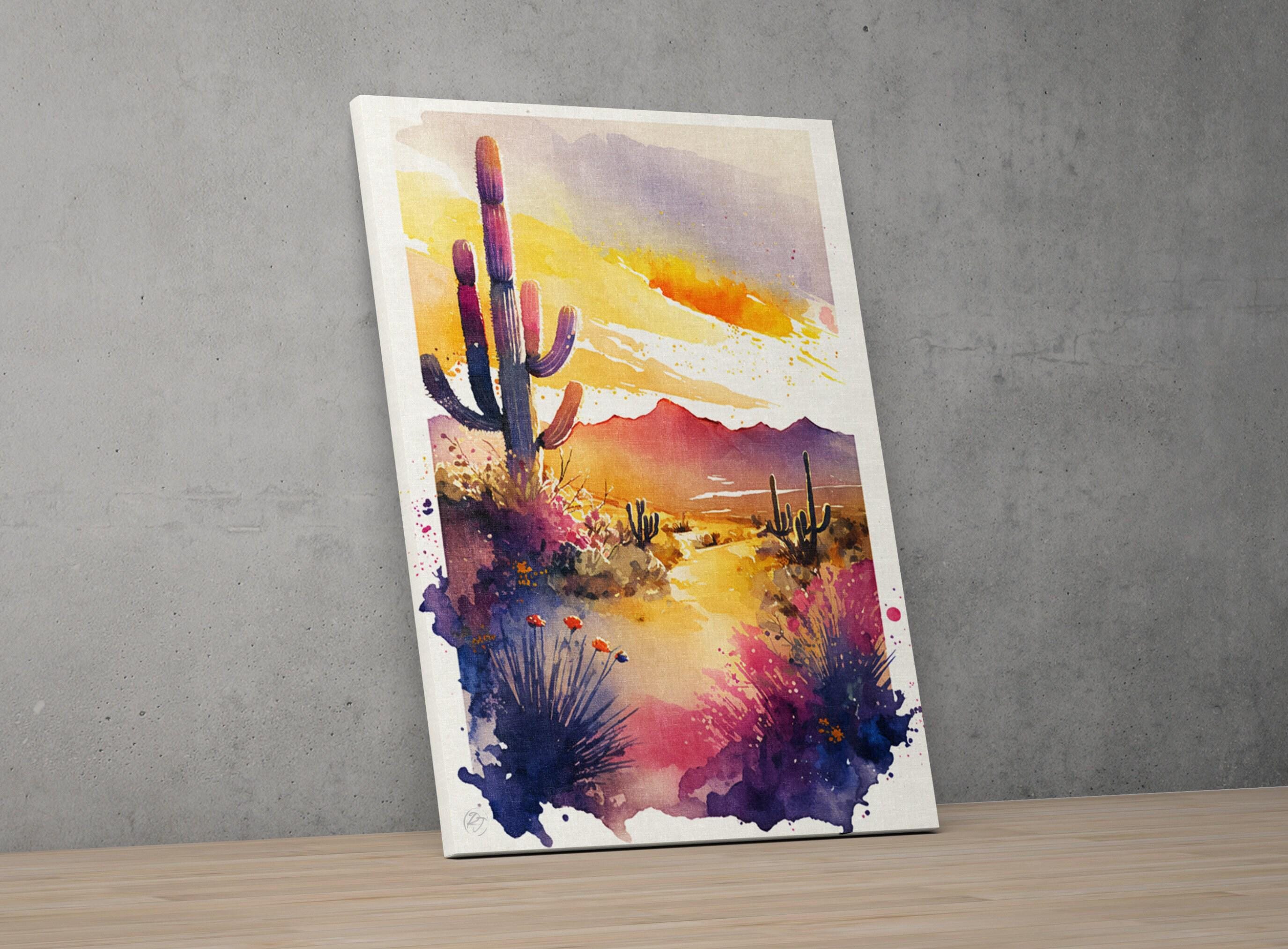 Desert Dreamscape: Watercolor Southwest Landscape Decor, Giclee Print Canvas, Artist Paper, Watercolor Paper, Available in Extra Large Sizes
