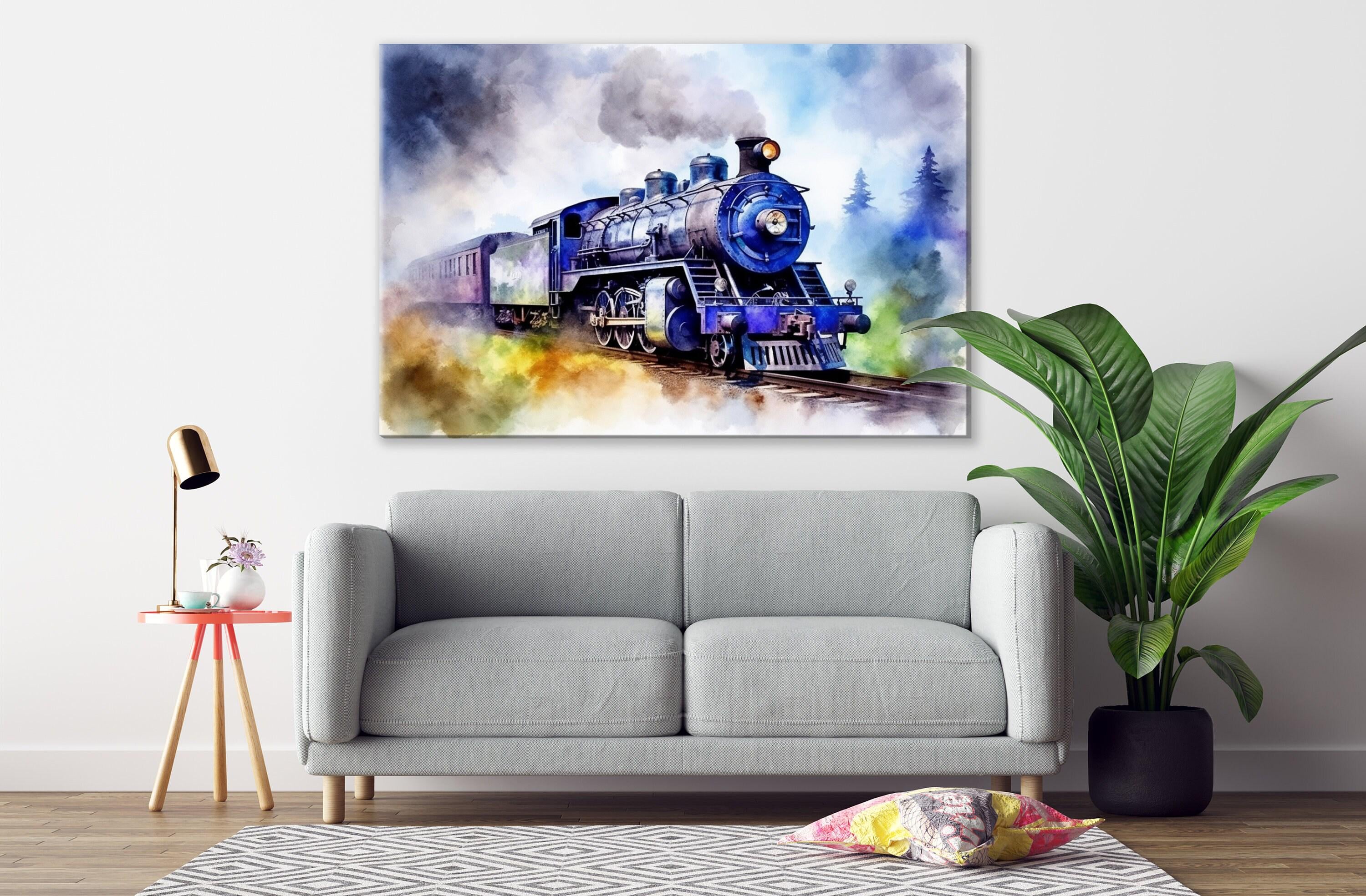 Railroad Beauty: Watercolor Train Art Print, Giclee Print on Canvas, Artist Paper, Watercolor Paper, Available in Extra Large Sizes