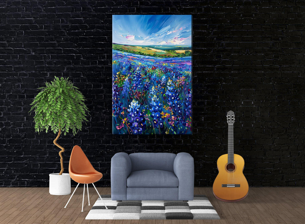 Texas Bluebonnet Canvas - Large Gallery Wrapped Canvas Art | Western Wall Art Decor