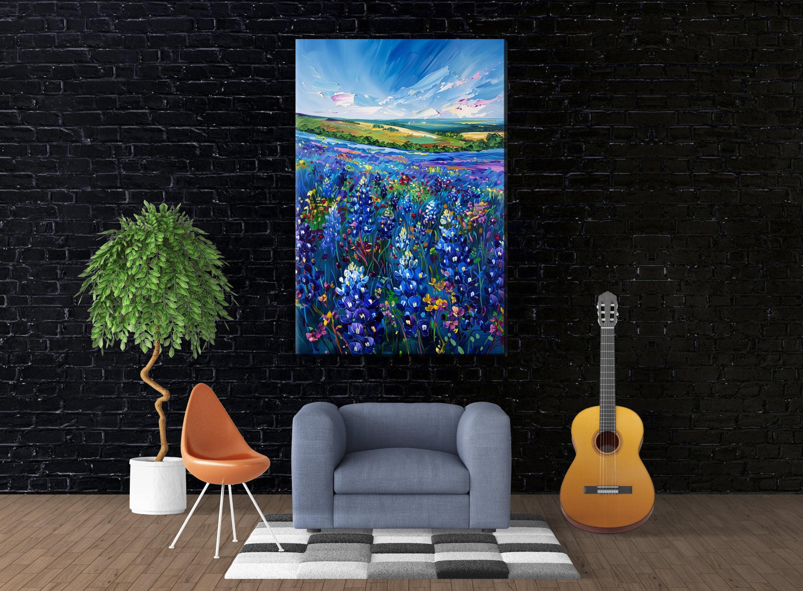 Texas Bluebonnet Canvas - Large Gallery Wrapped Canvas Art | Western Wall Art Decor