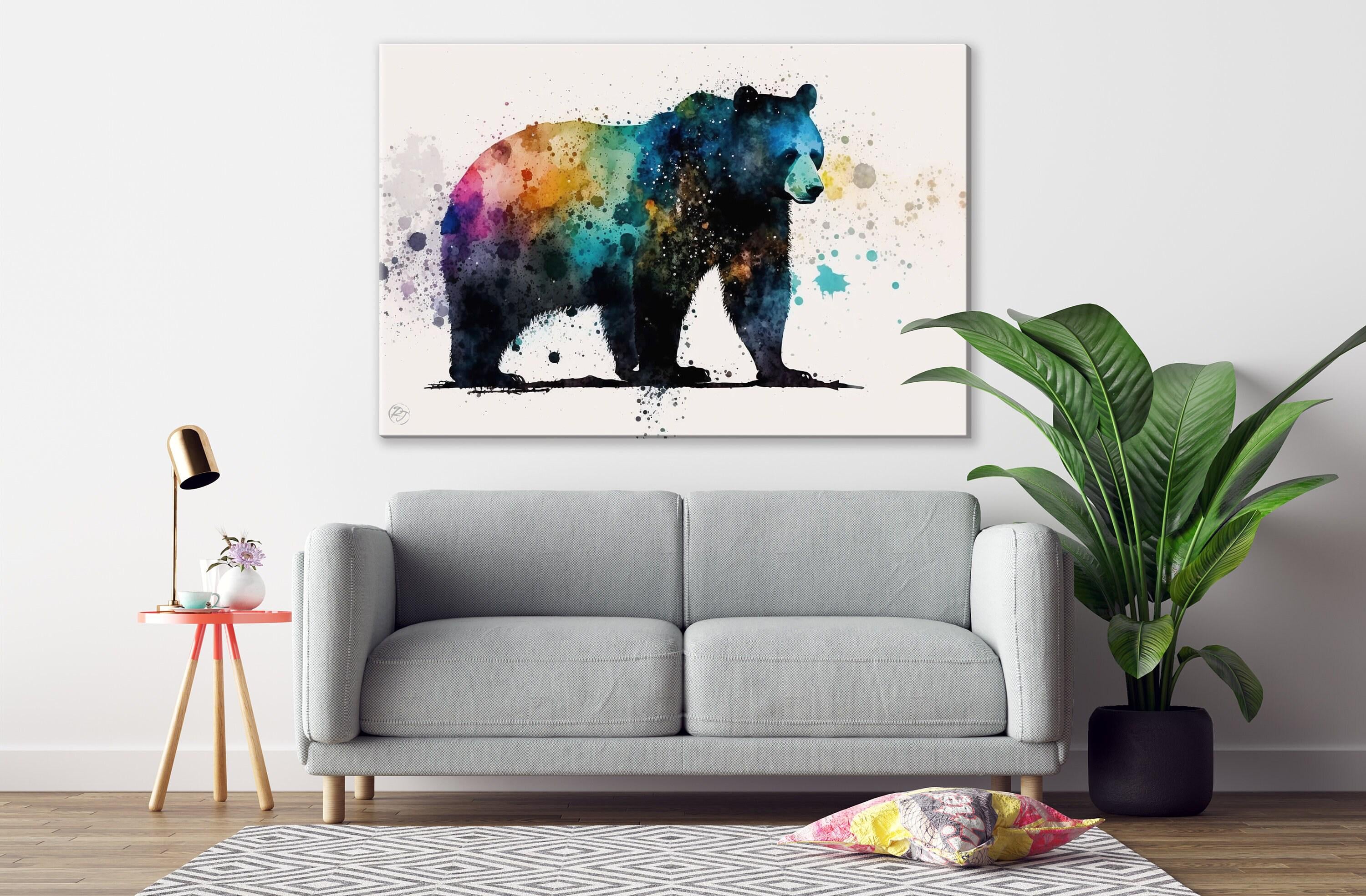 Graceful Black Bear: Watercolor Canvas Wall Art Print, Giclee Print on Gallery-wrapped Artist Canvas, Available in Extra Large Sizes