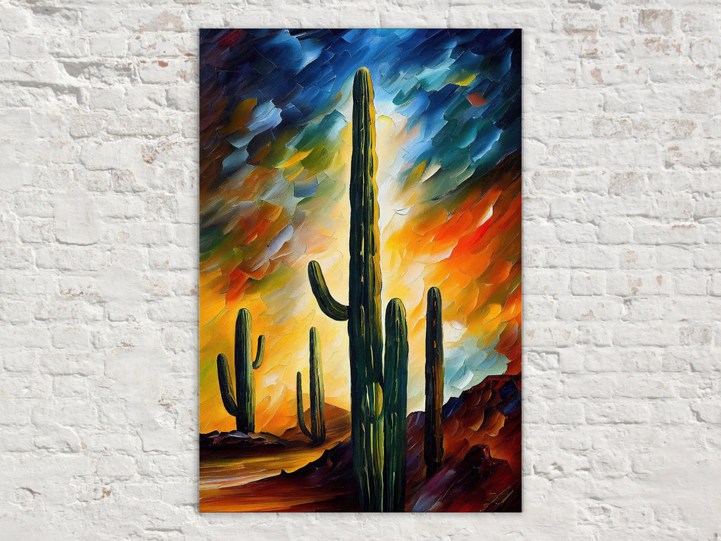 Cactus Canvas Art - Southwest Landscape Print | Gallery Ready UV Coated Canvas