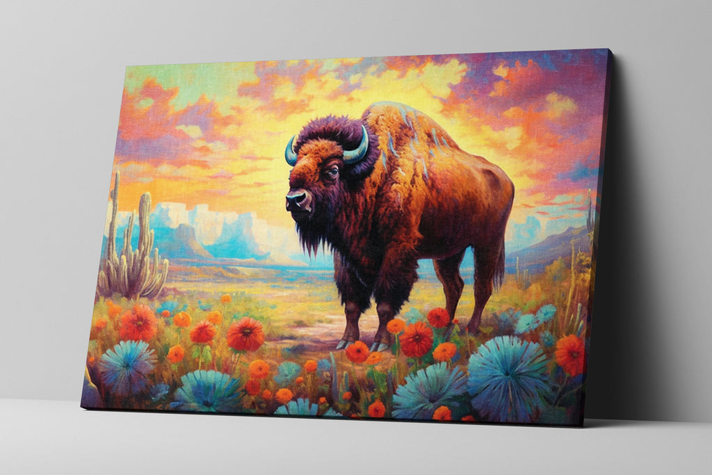 American Bison Canvas – Gallery Wrapped Wildlife Wall Art | Texas Desert Print