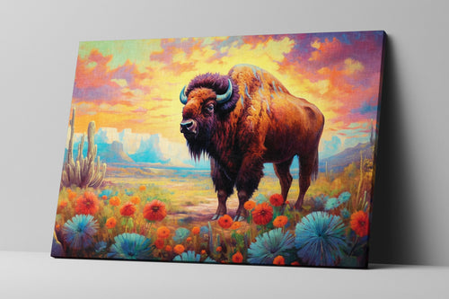 American Bison Canvas – Gallery Wrapped Wildlife Wall Art | Texas Desert Print