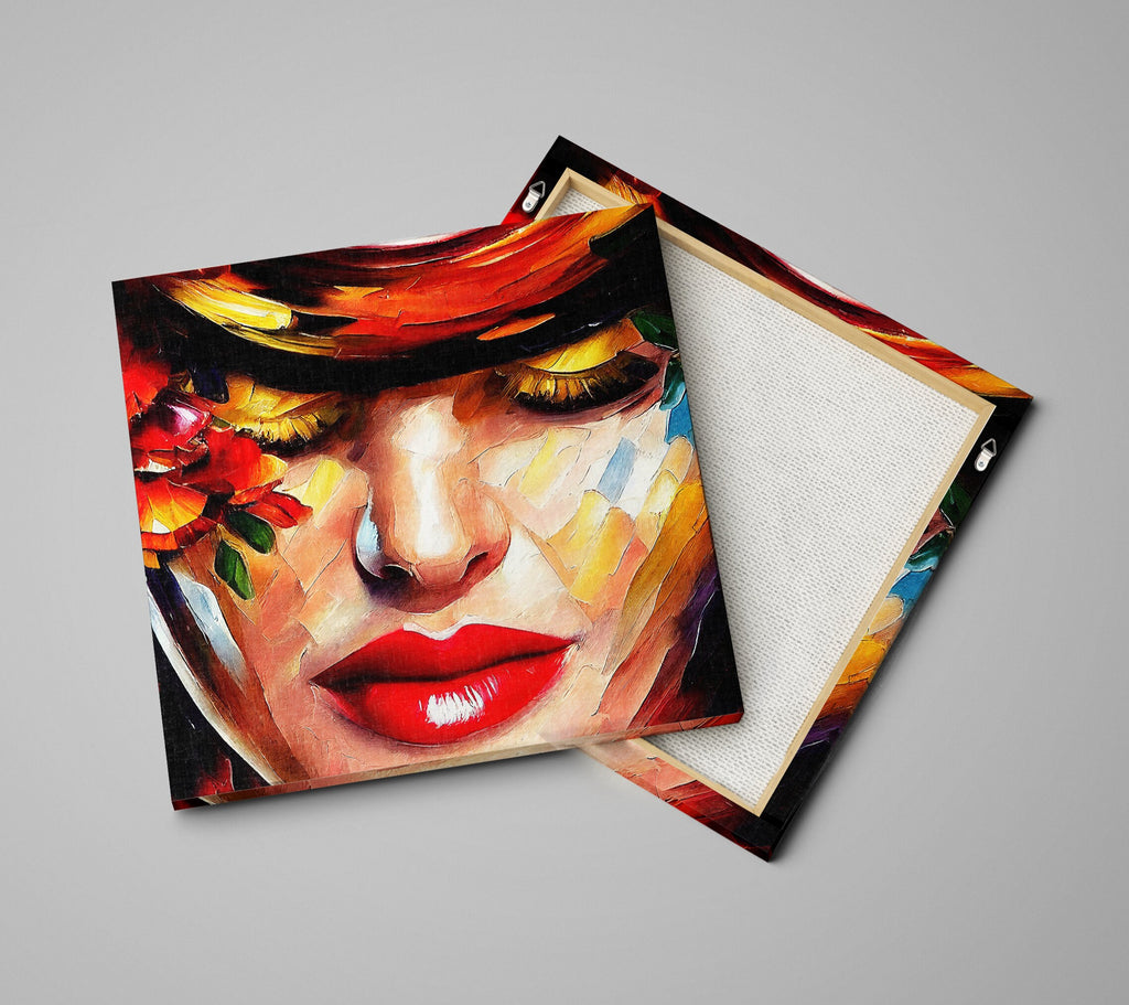 Red Lips Canvas - Woman Canvas Print With Vibrant Oil Painting, Sexy Lips Artwork