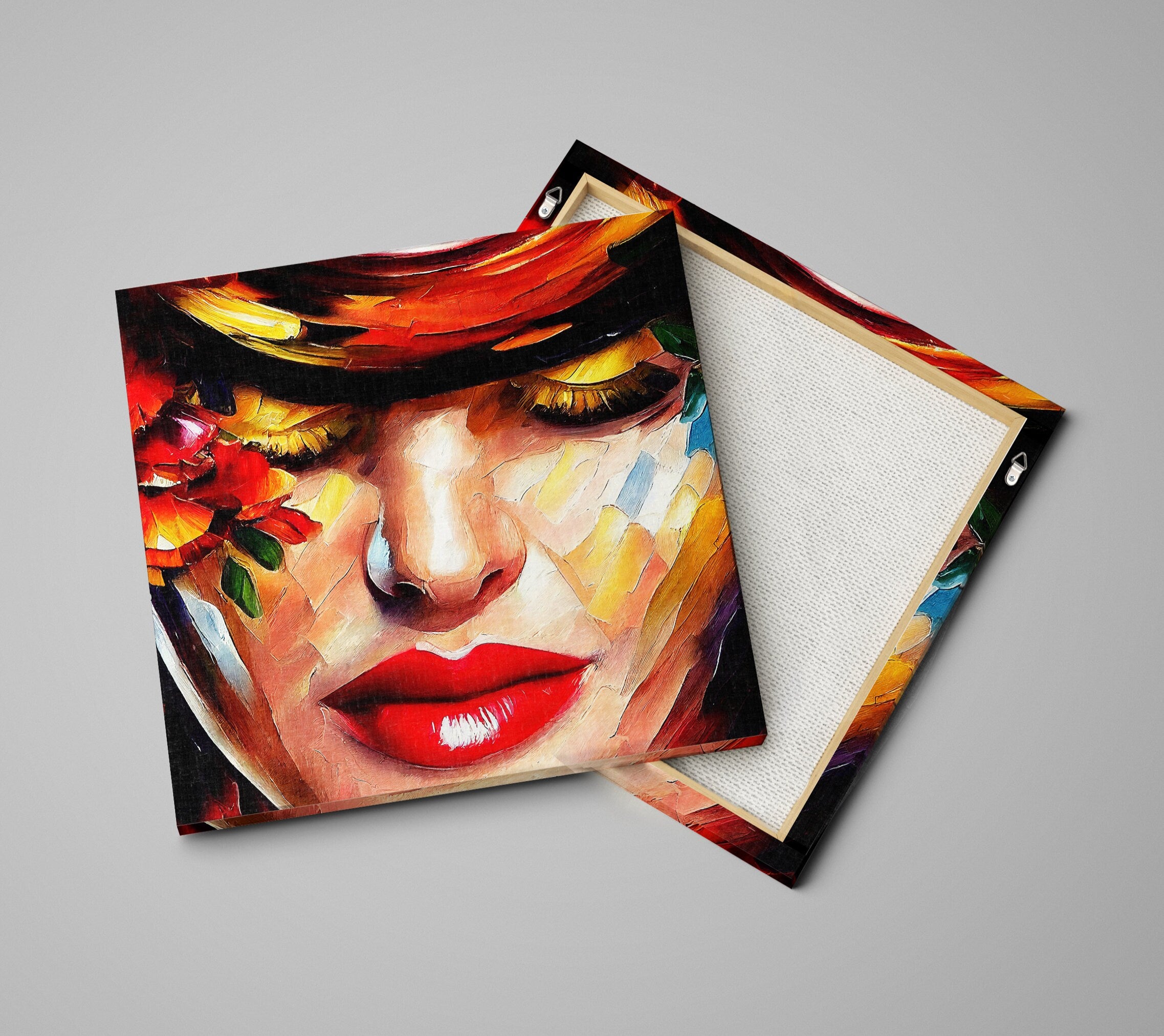 Red Lips Canvas - Woman Canvas Print With Vibrant Oil Painting, Sexy Lips Artwork