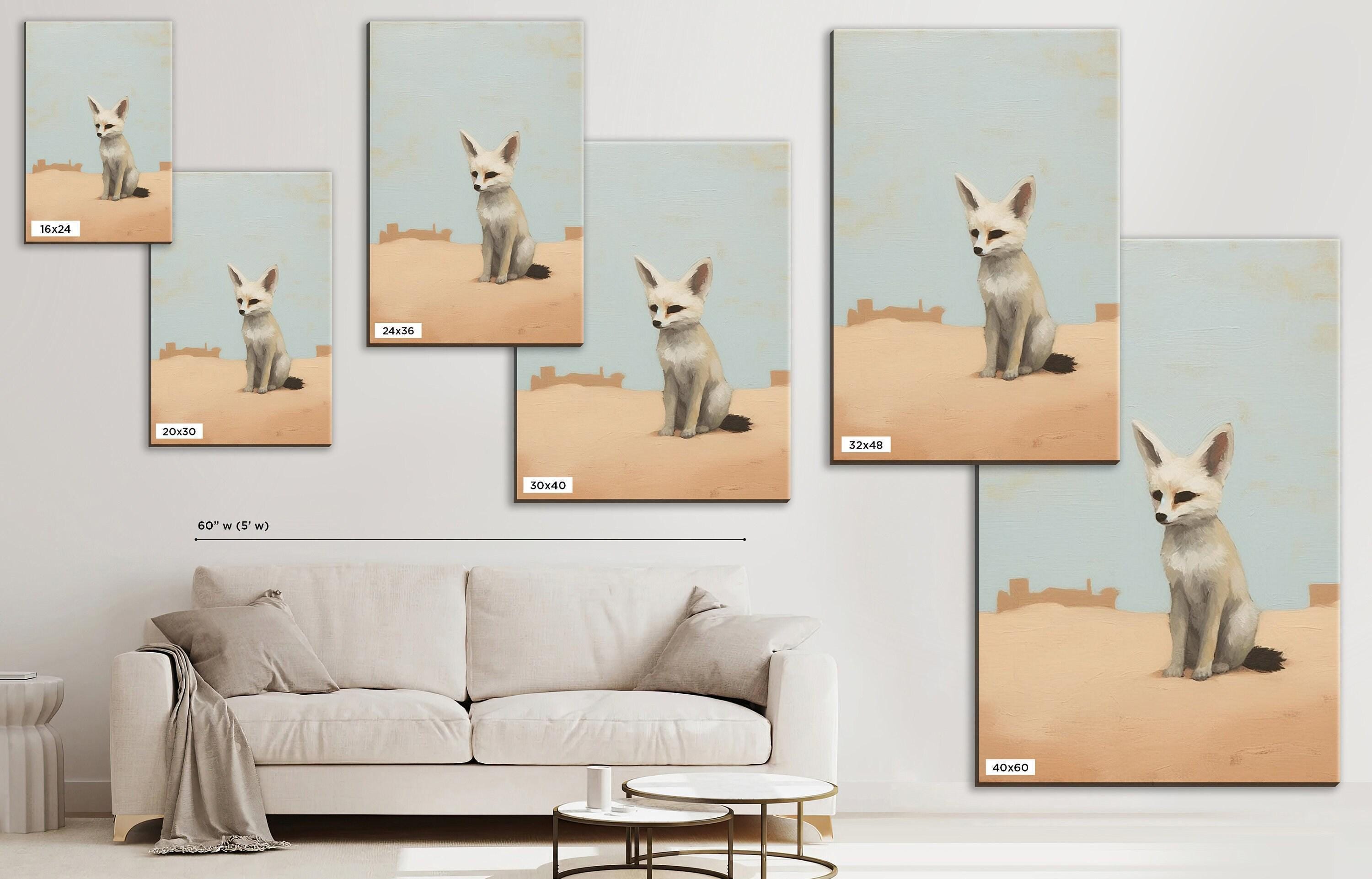 Desert Fox Wall Art - Minimalist Southwest Canvas Print | Large Fennec Fox Painting