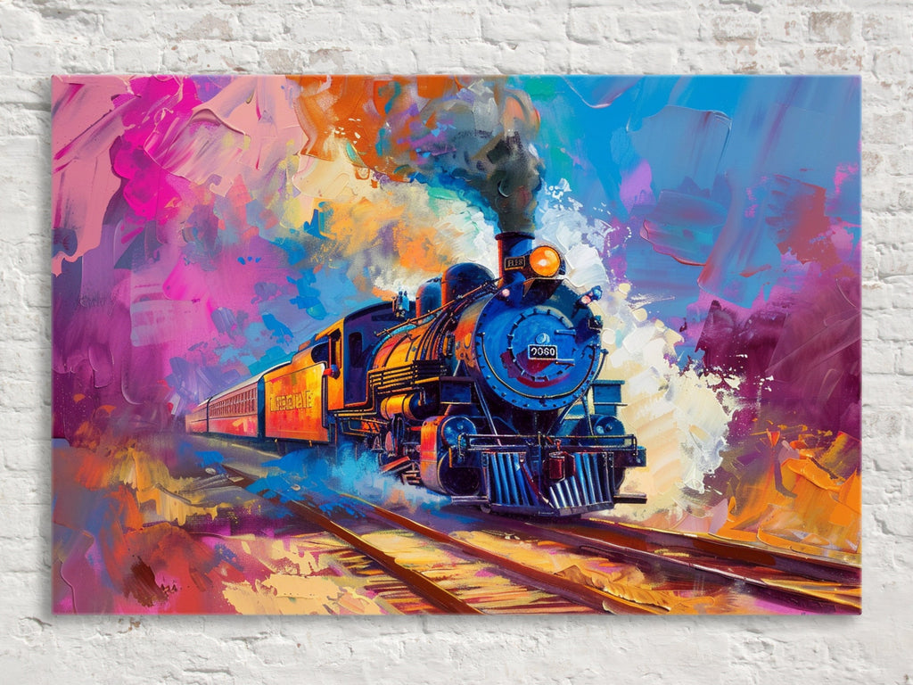 Locomotive Pop Art – Vintage Train Canvas | Gallery Wrapped Artist Print