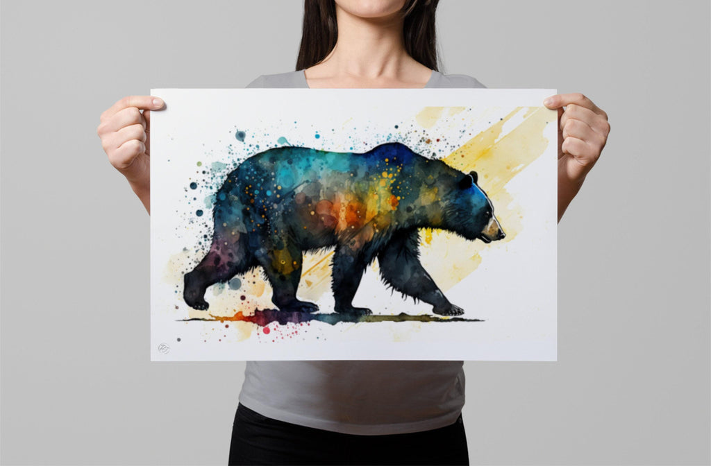 Nature's Beauty: Watercolor Black Bear Canvas Print, Giclee Print on Gallery-wrapped Artist Canvas, Available in Extra Large Sizes
