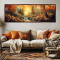 Panoramic Wall Art – Golden Hour Fall Landscape, Framed Canvas, Extra Large