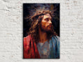 Jesus Christ Canvas Art – Large Canvas Painting with Crown of Thorns and Wood Frame