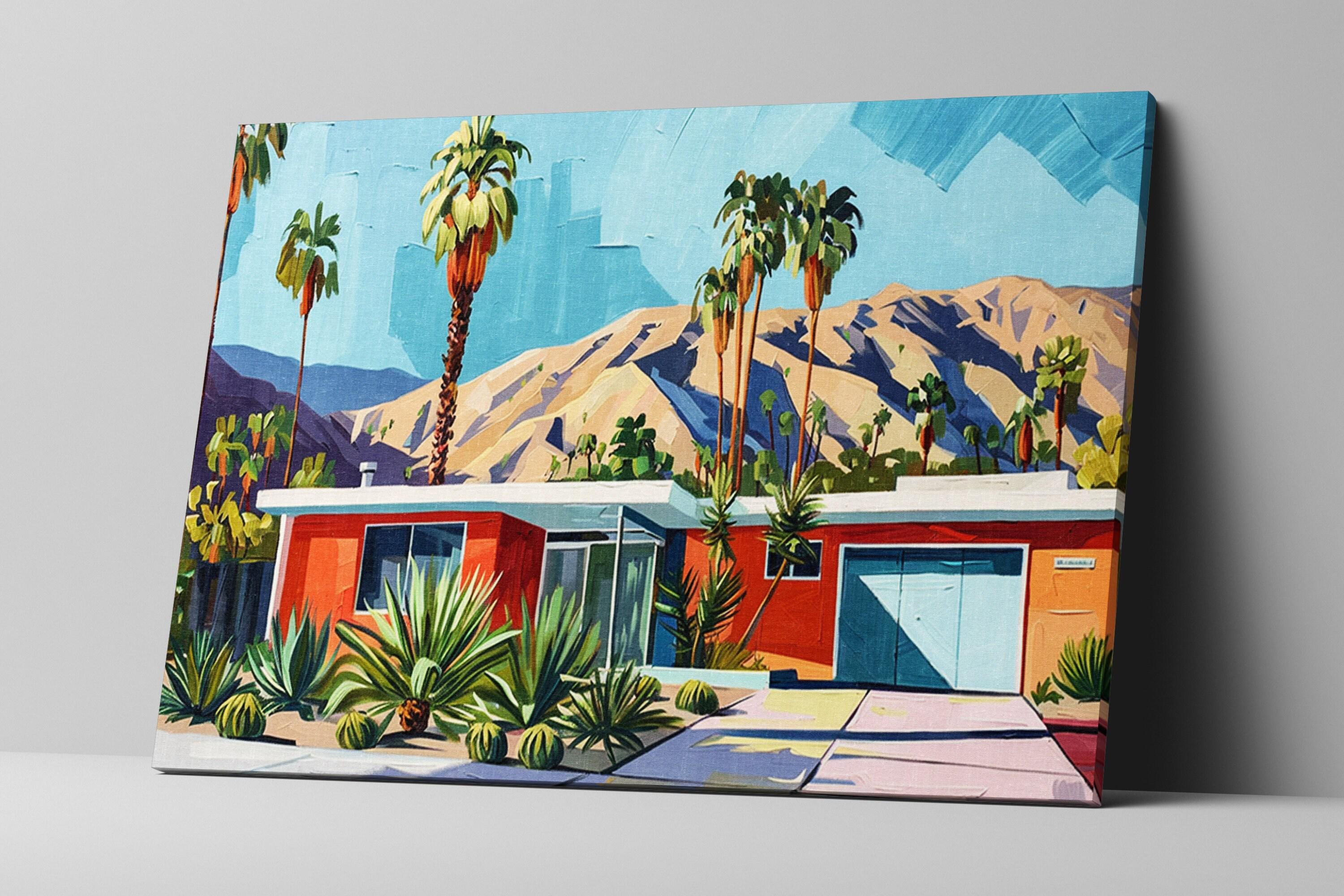 Mid-Century Modern Canvas – Palm Springs Decor | Gallery Wrapped Large Wall Art