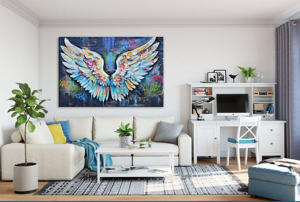 Graffiti Angel Wings - Large Canvas Art | Urban Art Print on Gallery Wrapped Canvas